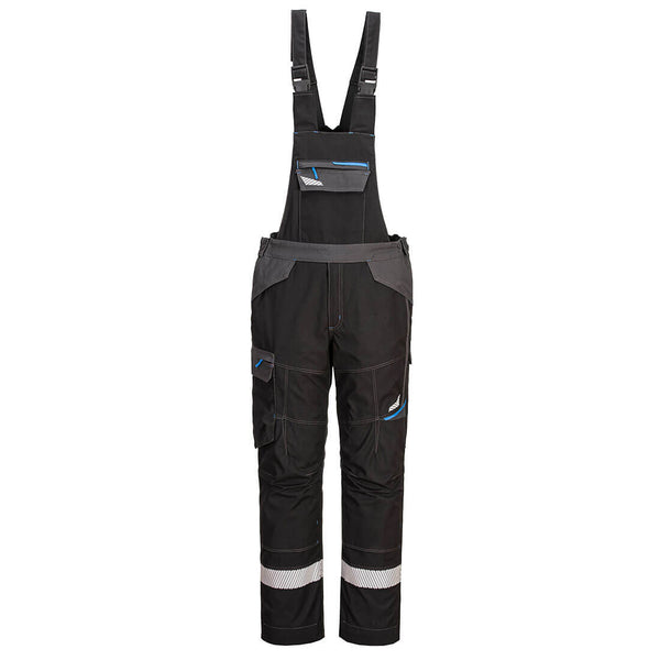 Portwest WX3 FR Bib & Brace (FR405) in black, offering flame-resistant protection and modern design.