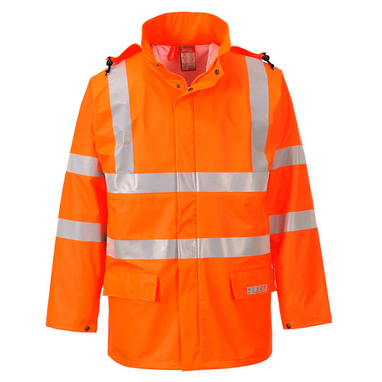 Orange Portwest Sealtex Flame Hi-Vis Jacket FR41 with waterproof and FR fabric