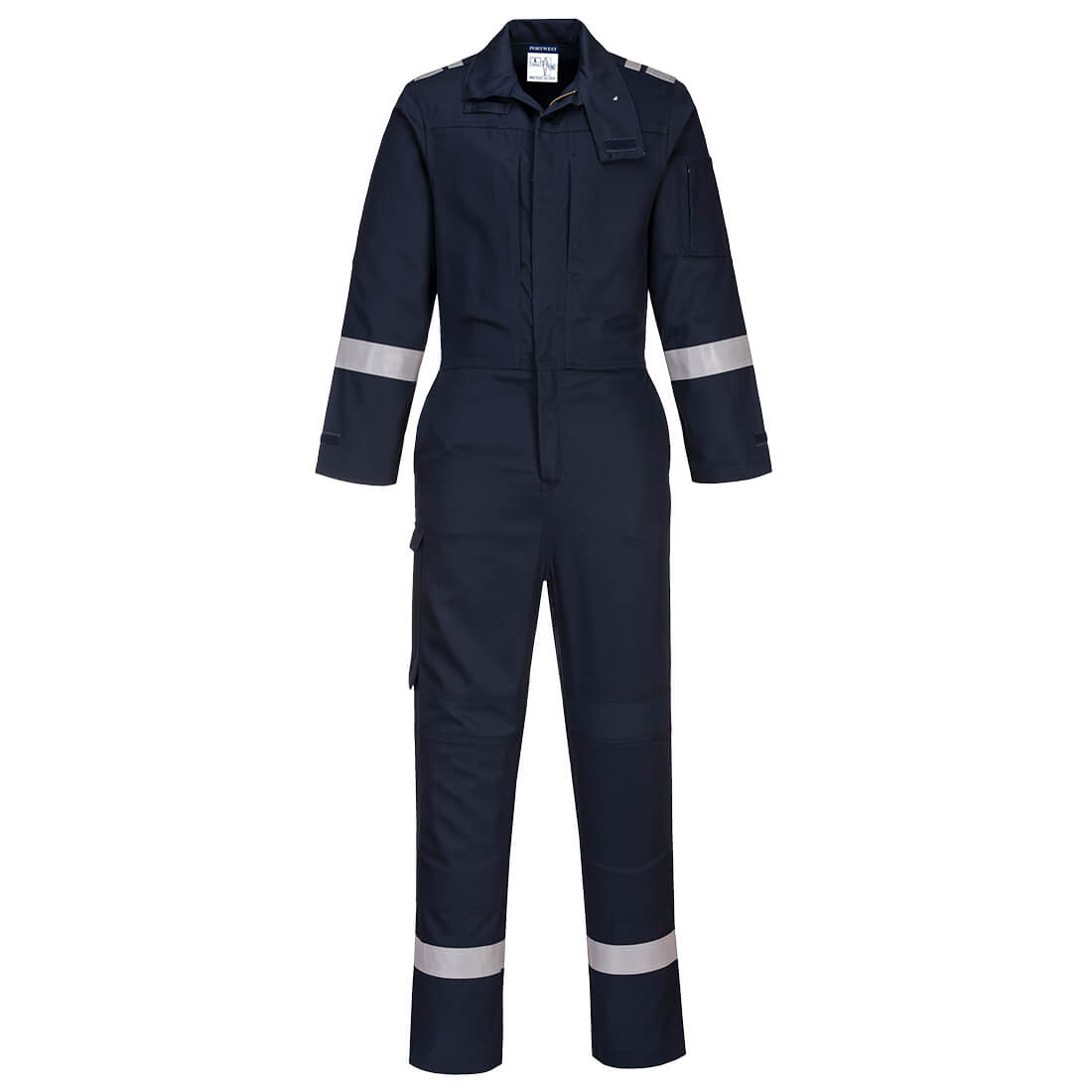 Navy Portwest Bizflame Stretch Panelled Coverall FR501 with flexible FR safety material
