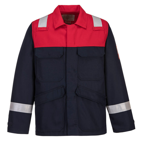 Navy Portwest Bizflame Plus Jacket FR55 with flame resistance and lightweight design