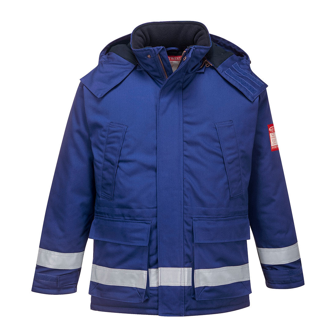 Red/Black Portwest FR Anti-Static Winter Jacket FR59 with flame and anti-static resistance