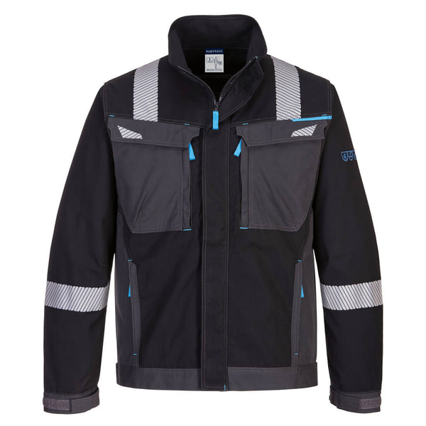 Black Portwest WX3 FR Work Jacket FR602 featuring multi-pocket design and fire resistance