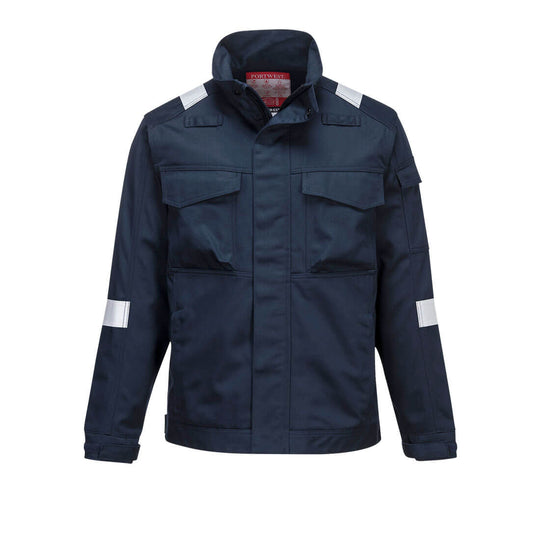 Navy Portwest Bizflame Ultra Jacket FR68 with reflective tape and superior flame protection