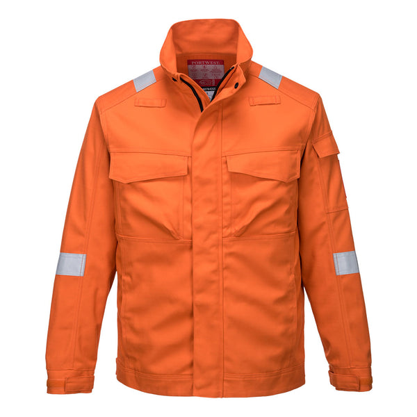 Orange Portwest Bizflame Ultra Jacket FR68 featuring high FR performance and durability