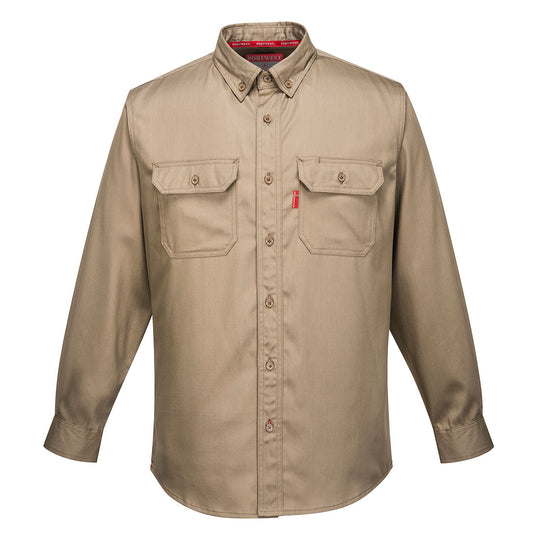 Khaki Portwest Bizflame 88/12 FR Shirt FR89 for industrial safety and comfort