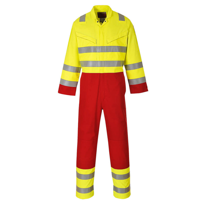 Yellow Portwest Bizflame Services Coverall FR90 with dual certification and durability