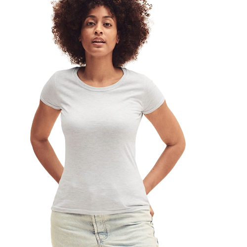 woman wearing Fruit of the Loom Ladies Ringspun Premium T Shirt