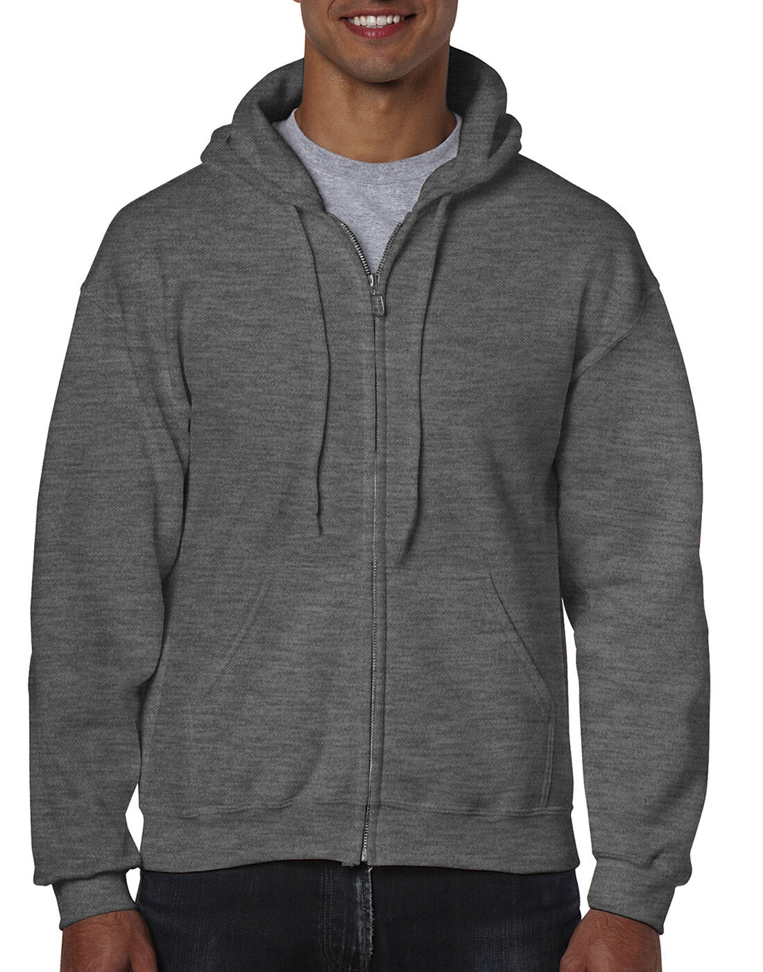 Gildan Adult Heavy Blend Full Zip Hooded Sweatshirt - Dark heather