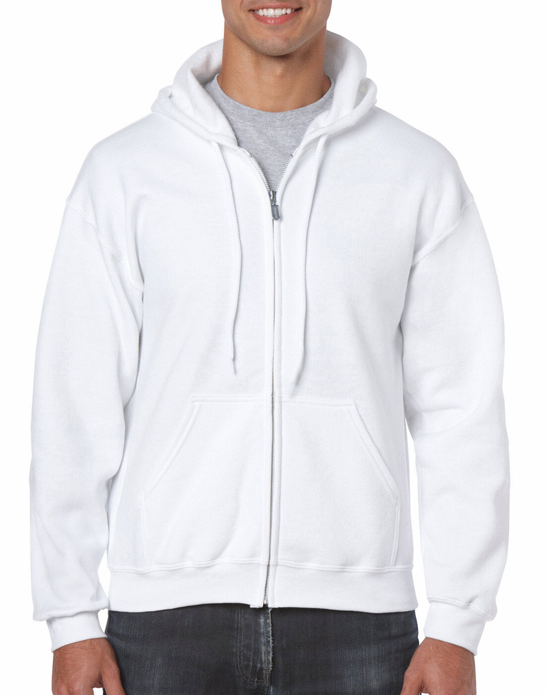 Gildan Adult Heavy Blend Full Zip Hooded Sweatshirt - White