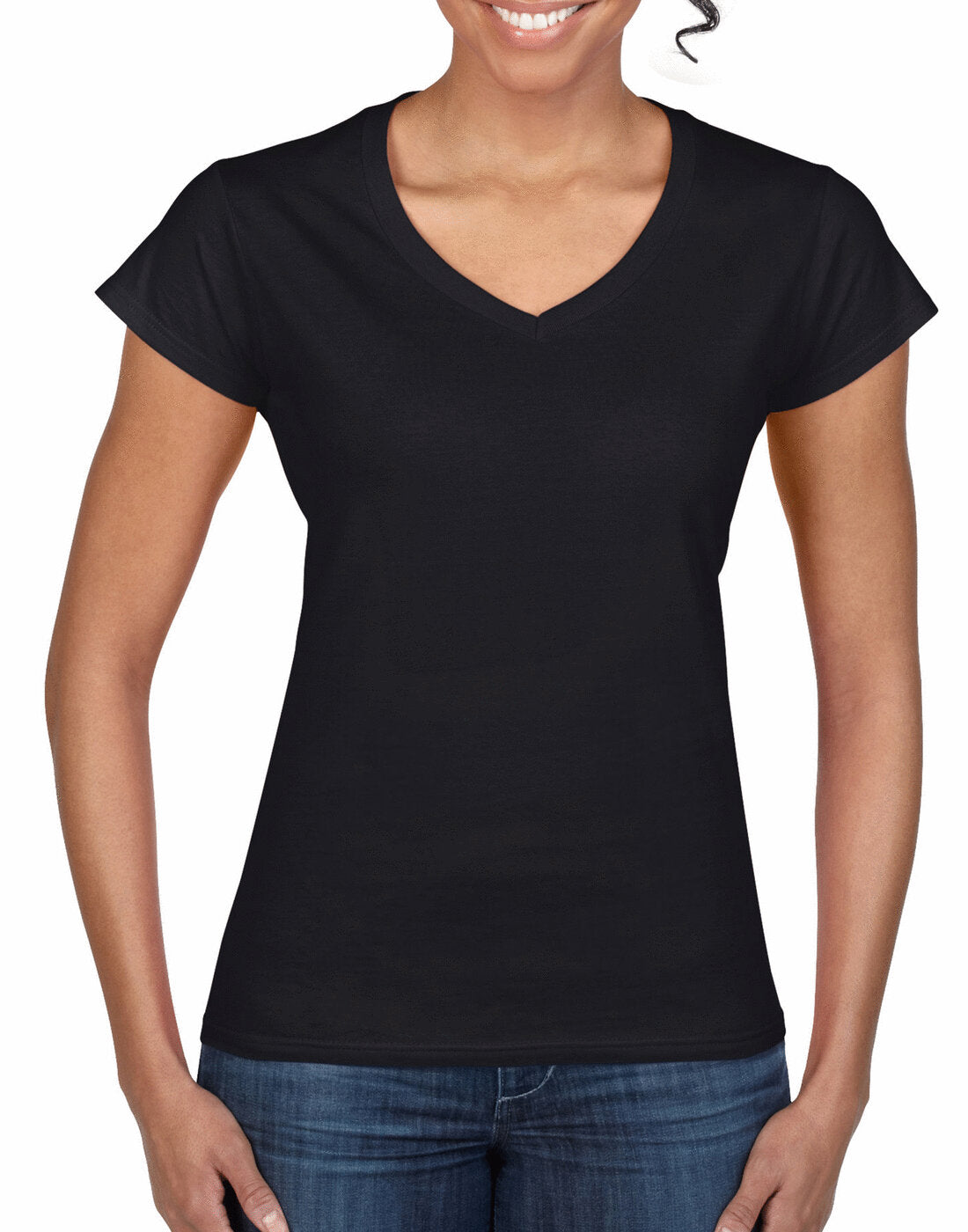 Gildan Ladies Softstyle V-Neck T-Shirt - Black
