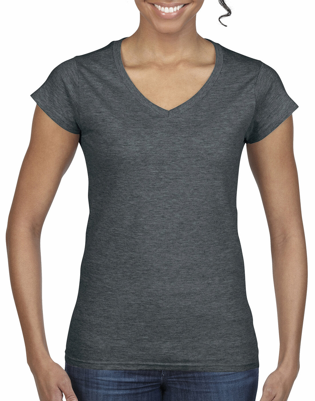 Gildan Ladies Softstyle V-Neck T-Shirt - Dark Heather