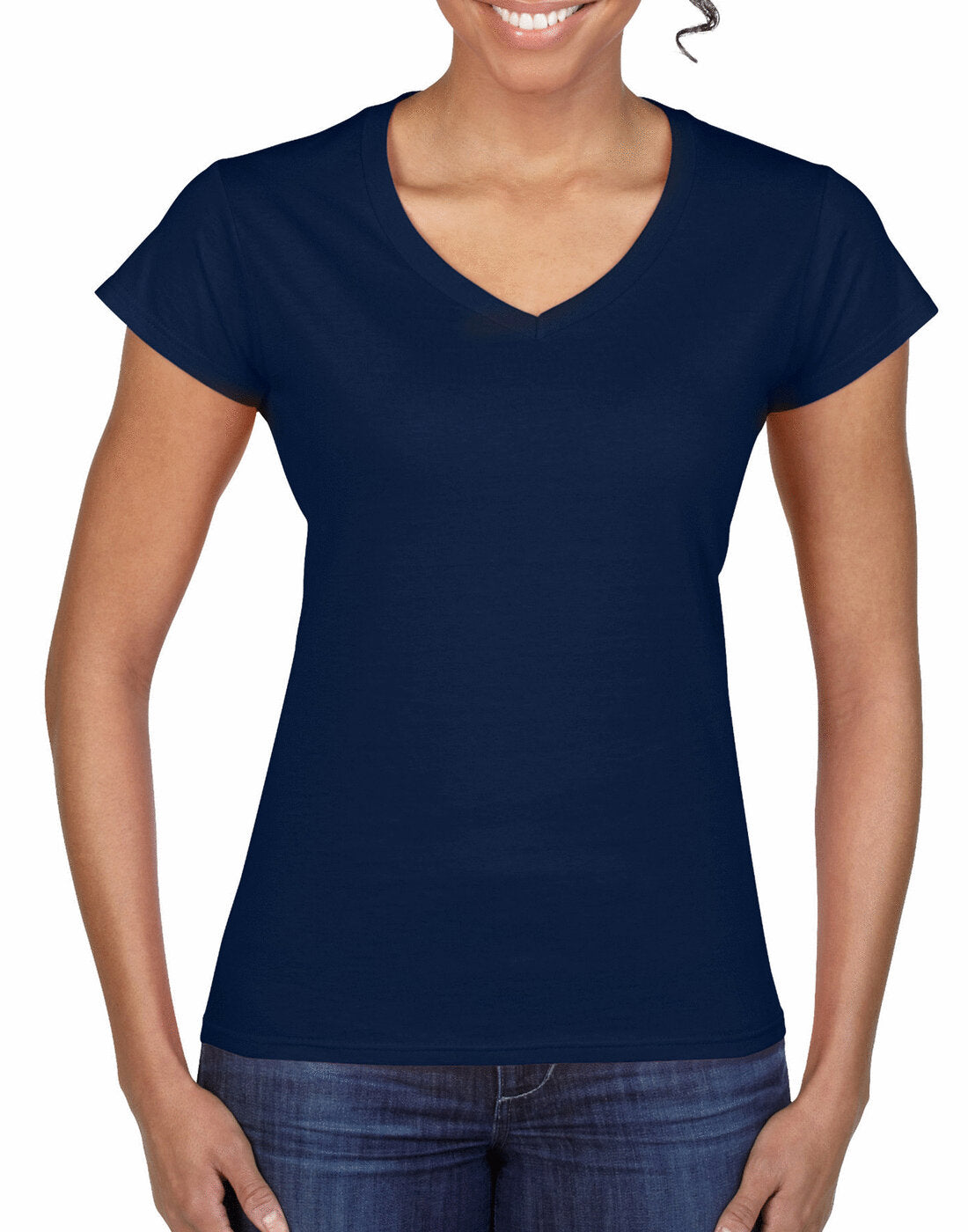 Gildan Ladies Softstyle V-Neck T-Shirt - Navy