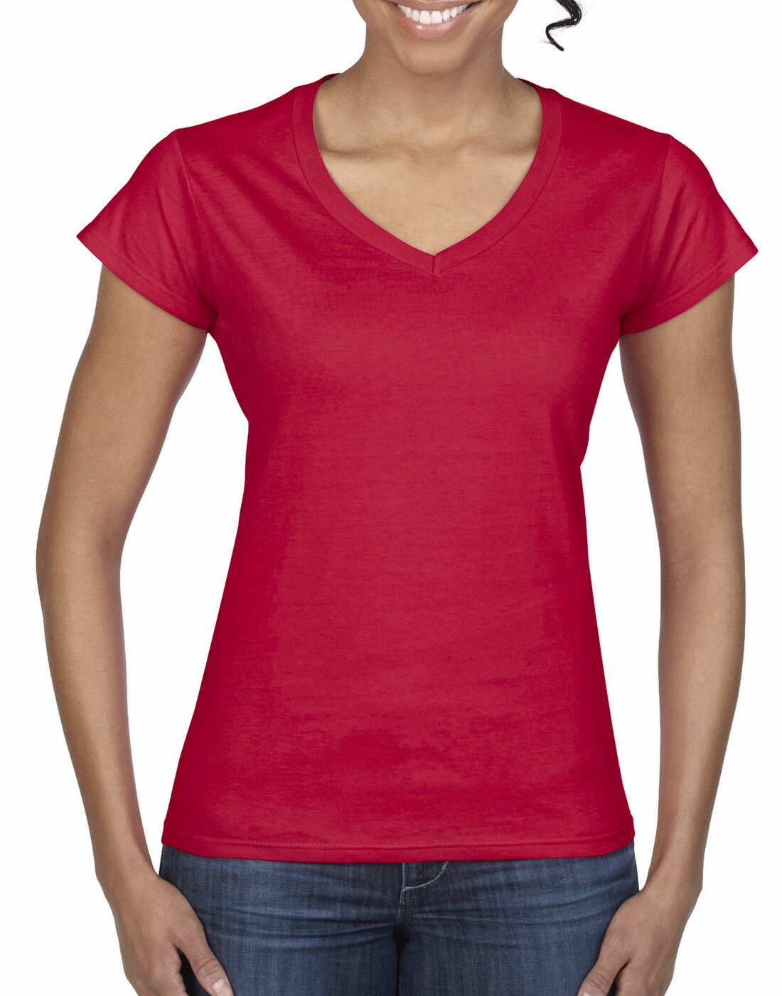 Gildan Ladies Softstyle V-Neck T-Shirt - Red