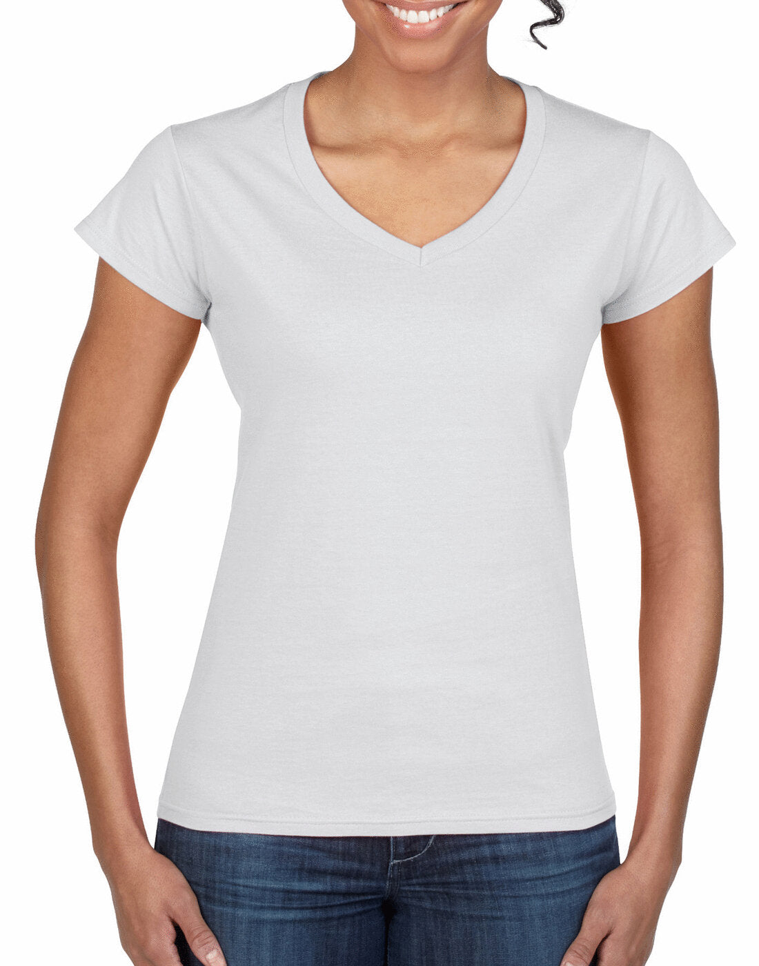 Gildan Ladies Softstyle V-Neck T-Shirt - White