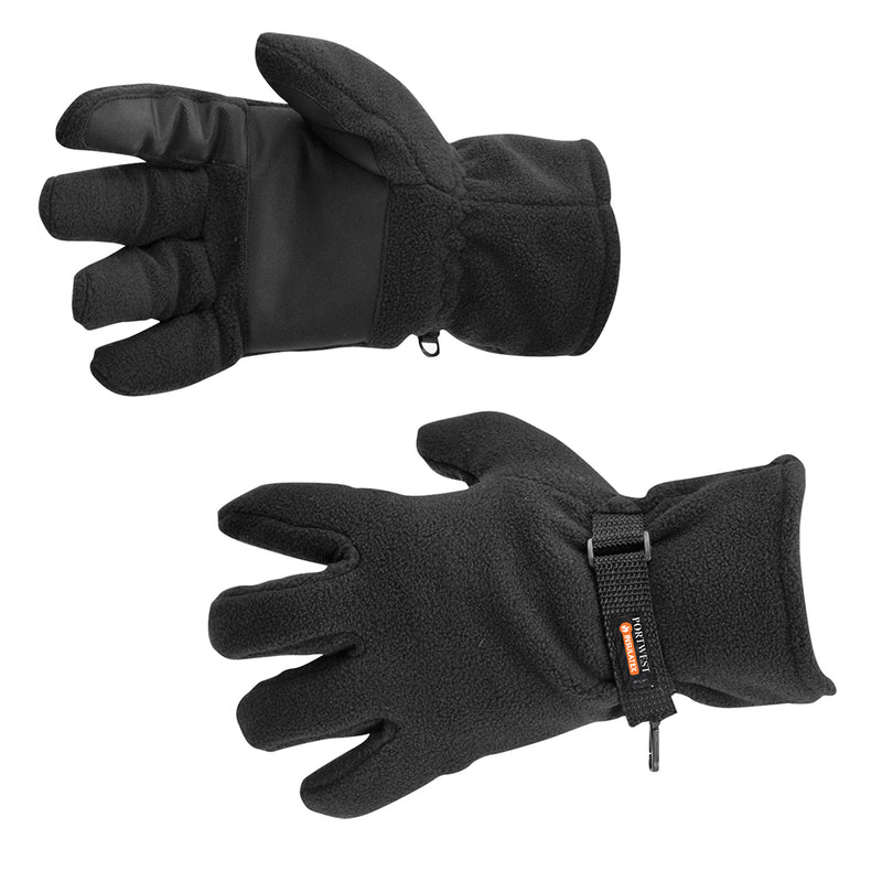 A pair of black Portwest fleece gloves with Insulatex lining.