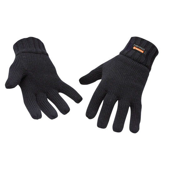 A pair of black Portwest knit gloves with Insulatex lining.