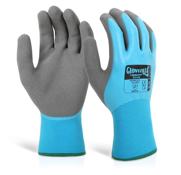 Glovezilla Beeswift Latex Fully Coated Water Resistant Gripper Gloves