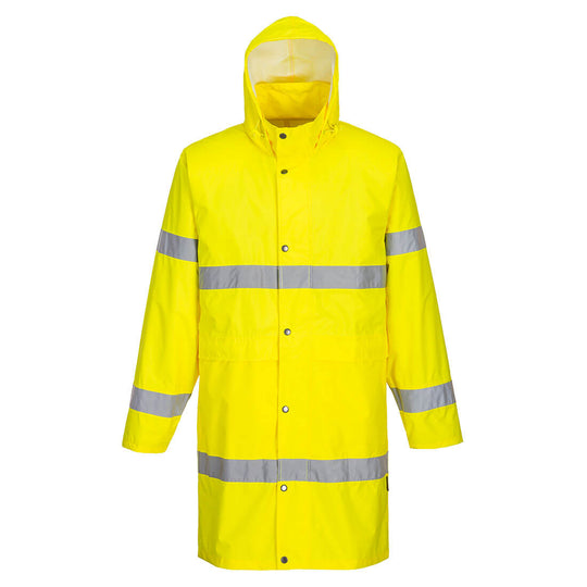 Portwest H442 yellow hi-vis raincoat – 100cm waterproof reflective industrial coat
