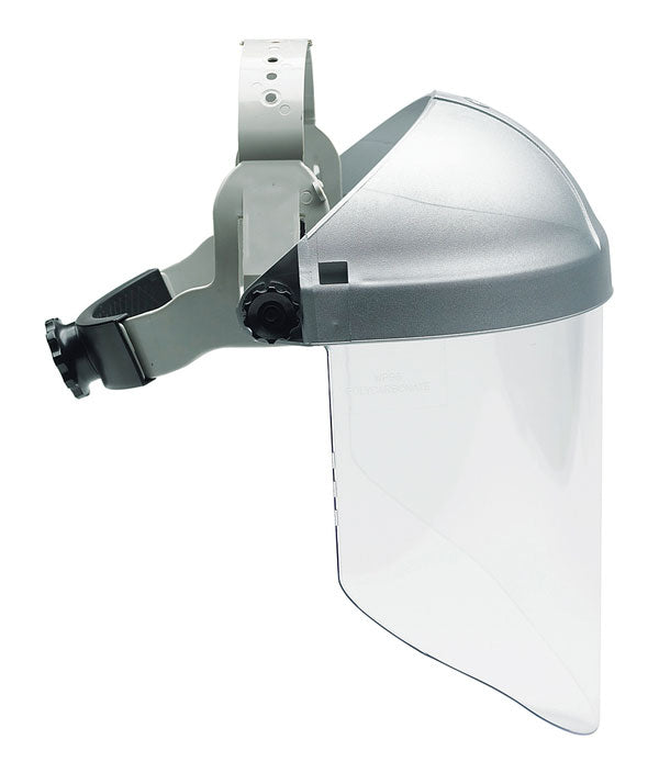 3M H8 Headgear with adjustable ratchet suspension for attaching visors and face shields.