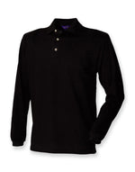 Henbury Long Sleeve Cotton Pique Polo Shirt - thumbnail 3