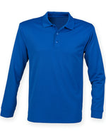Henbury Coolplus Unisex Long Sleeve  Polo Shirt - thumbnail 6