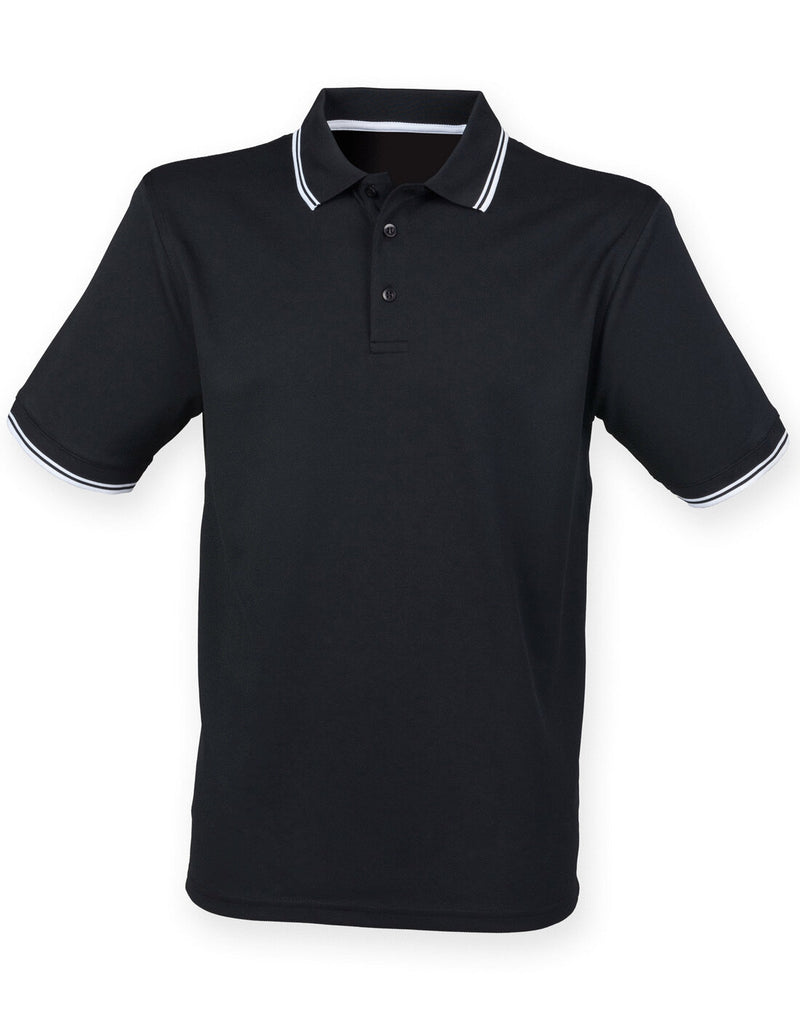 Henbury Coolplus Short Sleeve Tipped Polo Shirt