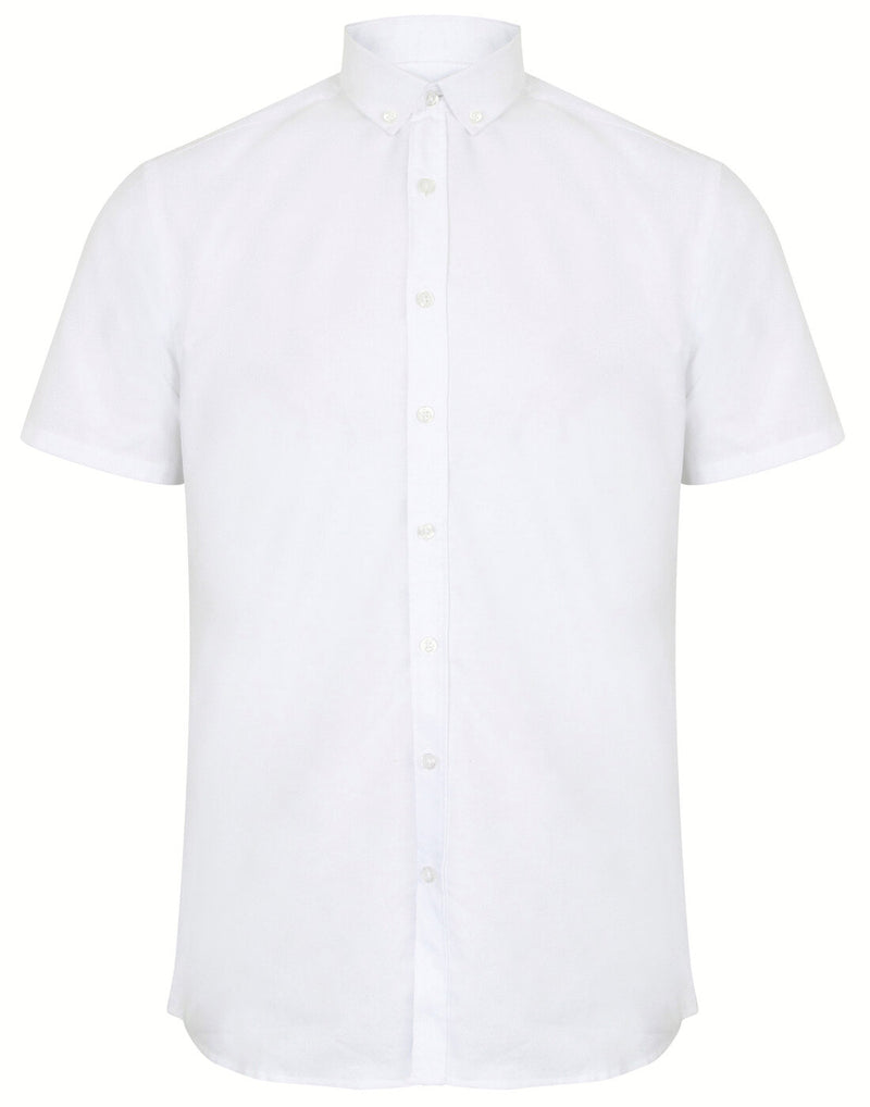 Henbury Mens Short Sleeve Modern Oxford Shirt - Regular Fit