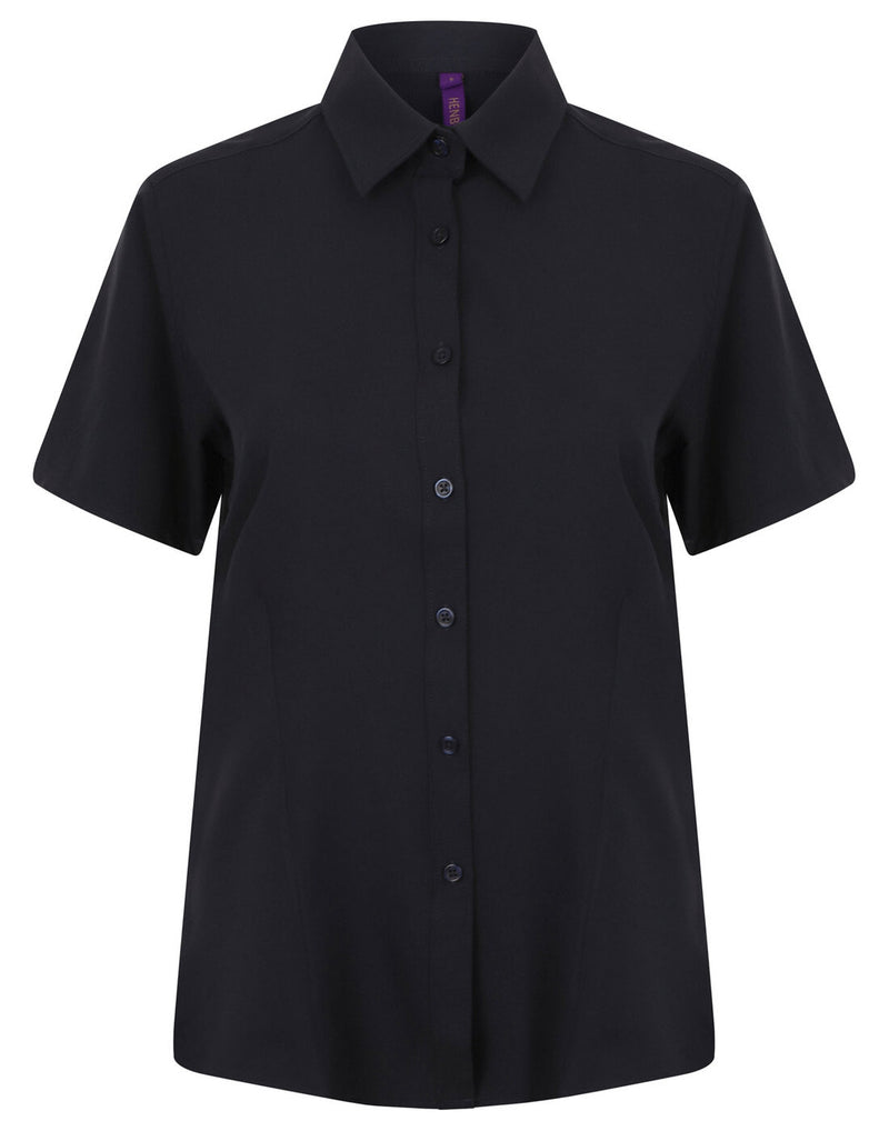 Henbury Ladies Wicking Anti-Bacterial Polyester Quick Dry Short Sleeve Shirt