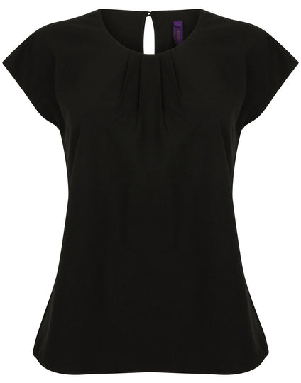 Henbury Ladies Pleat Front Short Sleeve Blouse