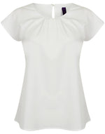Henbury Ladies Pleat Front Short Sleeve Blouse - thumbnail 4