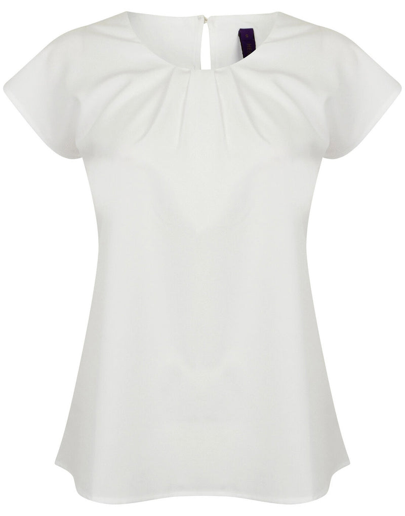 Henbury Ladies Pleat Front Short Sleeve Blouse