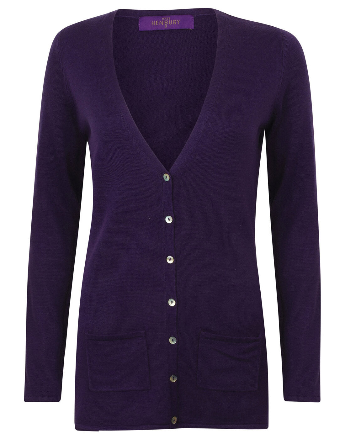 Henbury Ladies V Button Cardigan