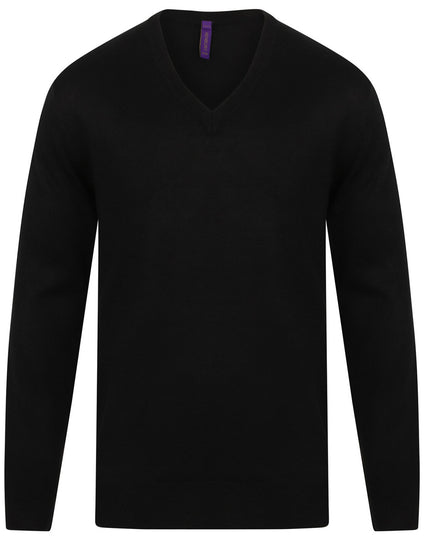 Henbury Cashmere Touch Acrylic V-Neck Jumper