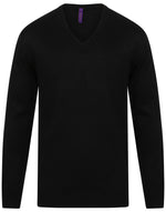 Henbury Cashmere Touch Acrylic V-Neck Jumper - thumbnail 3