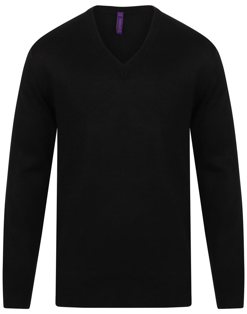 Henbury Cashmere Touch Acrylic V-Neck Jumper