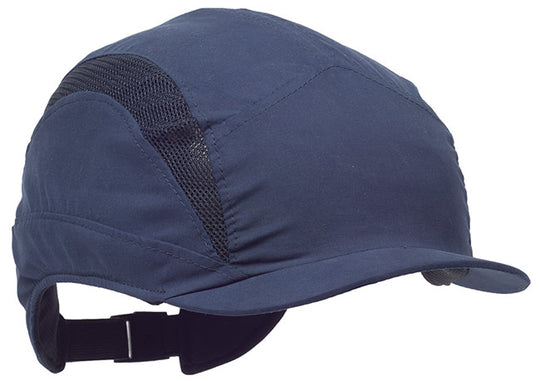 Navy blue 3M First Base 3 bump cap with a short, 25mm micro peak for confined space work.