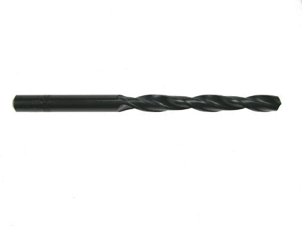 Close-up view of a 9/64" x 70mm High-Speed Steel drill bit.