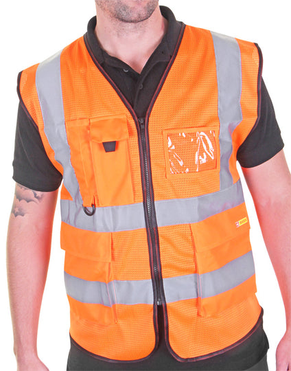 Beeswift CU Executive Mesh Waistcoat Orange 5XL