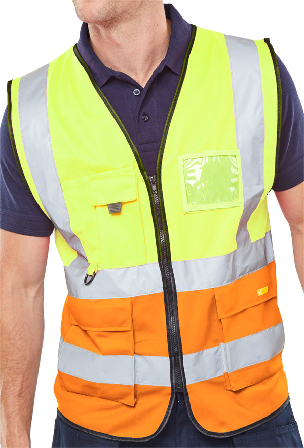 Beeswift Two Tone Executive Waistcoat Saturn Yellow / Orange