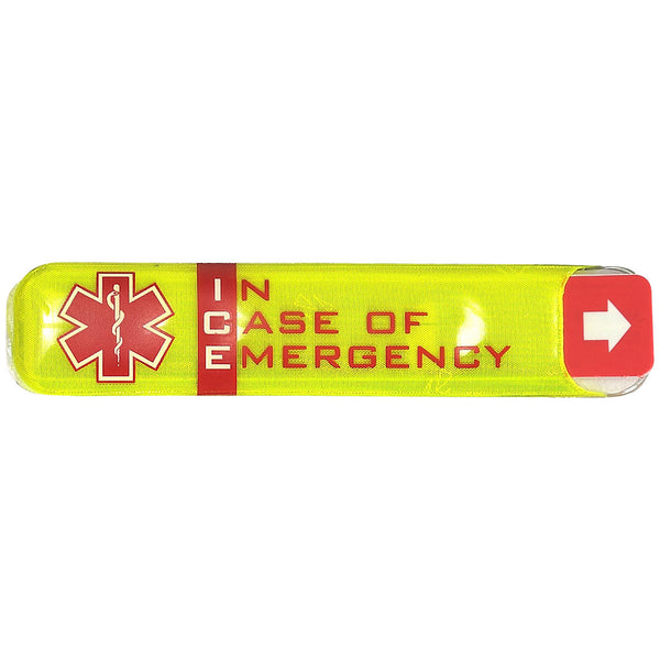 A high-visibility yellow Portwest ID holder (ID10) with a clear window displaying an ID card.