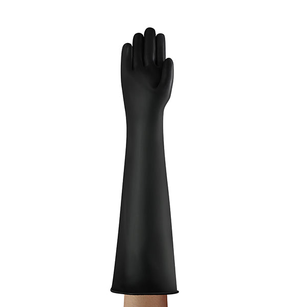 Ansell ILHW24 black heavy-weight industrial latex 24-inch gauntlet glove.