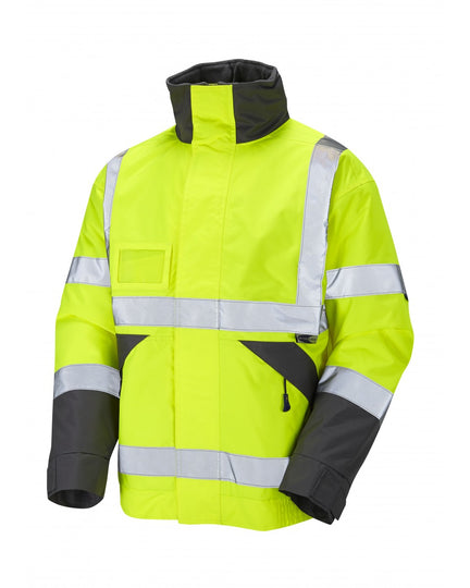 Leo Workwear Bickington yellow high-visibility jacket for dependable safety and comfort
