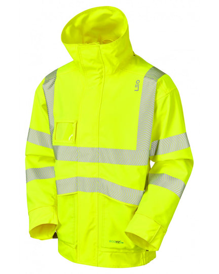 Leo Workwear Dartmoor yellow high-visibility jacket for reliable safety in any work environment