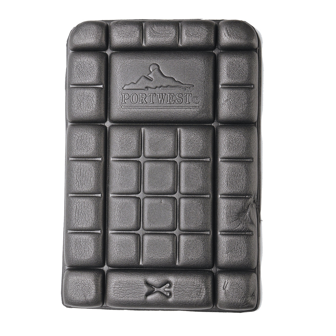 A black Portwest CE Knee Pad (KP44) with a rigid outer shell and soft padding.