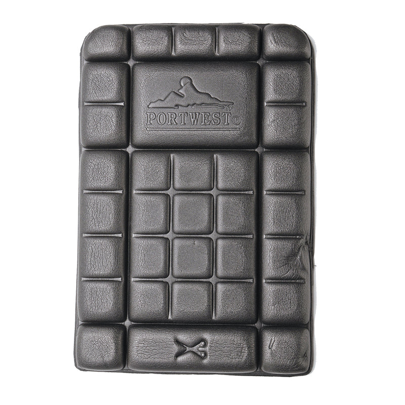A black Portwest CE Knee Pad (KP44) with a rigid outer shell and soft padding.