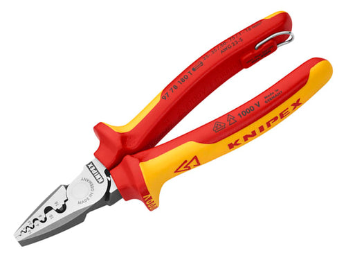 Knipex VDE Crimping Pliers with Tether Point 180mm