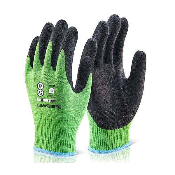 Beeswift Kutstop Micro Foam Nitrile Green Cut Level 5 Gloves