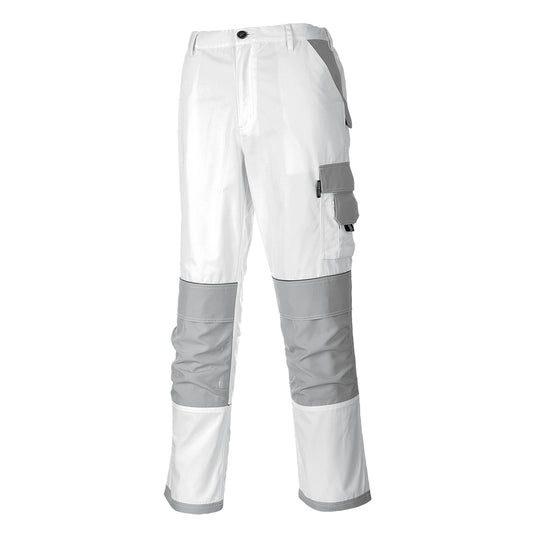 White Portwest Painters Pro Trouser with multiple tool pockets.