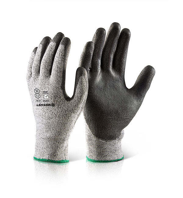 Click KutStop PU Coated Cut Resistant Gloves - Black