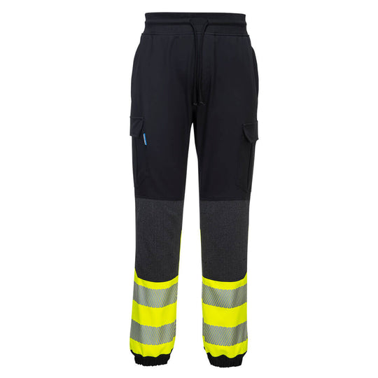 Black and yellow Portwest KX3 Hi-Vis Flexi Jogger with reflective tape.